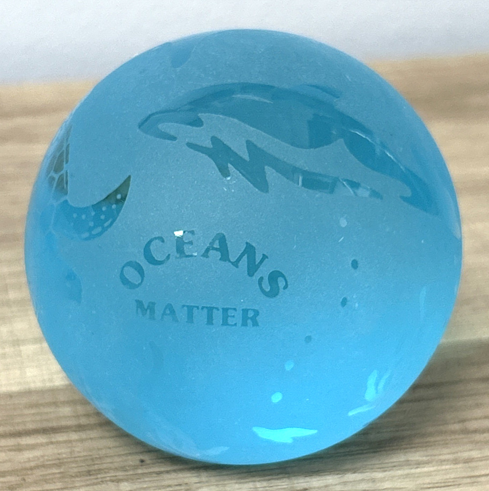 Vintage Baron Glass Paperweight 1996 Frosted Blue Ocean Dolphin Orca Manatee
